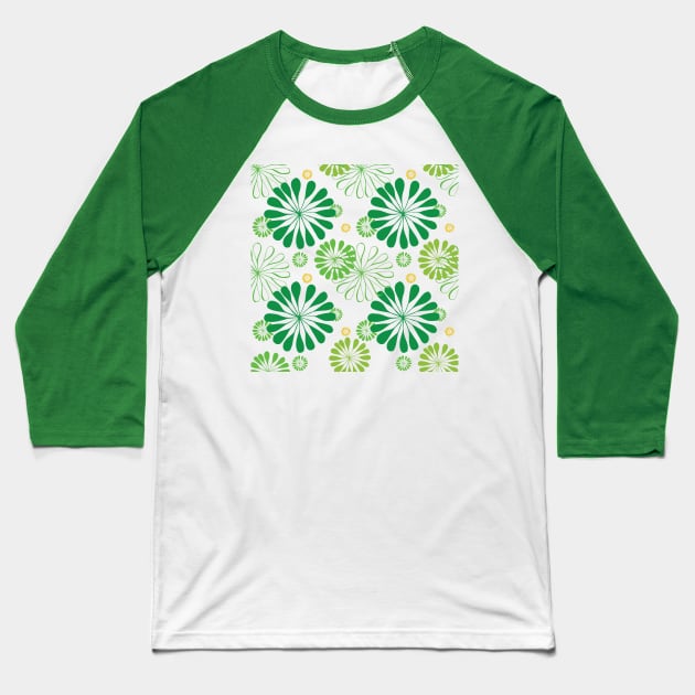Green Floral Work Baseball T-Shirt by Blessing Direct